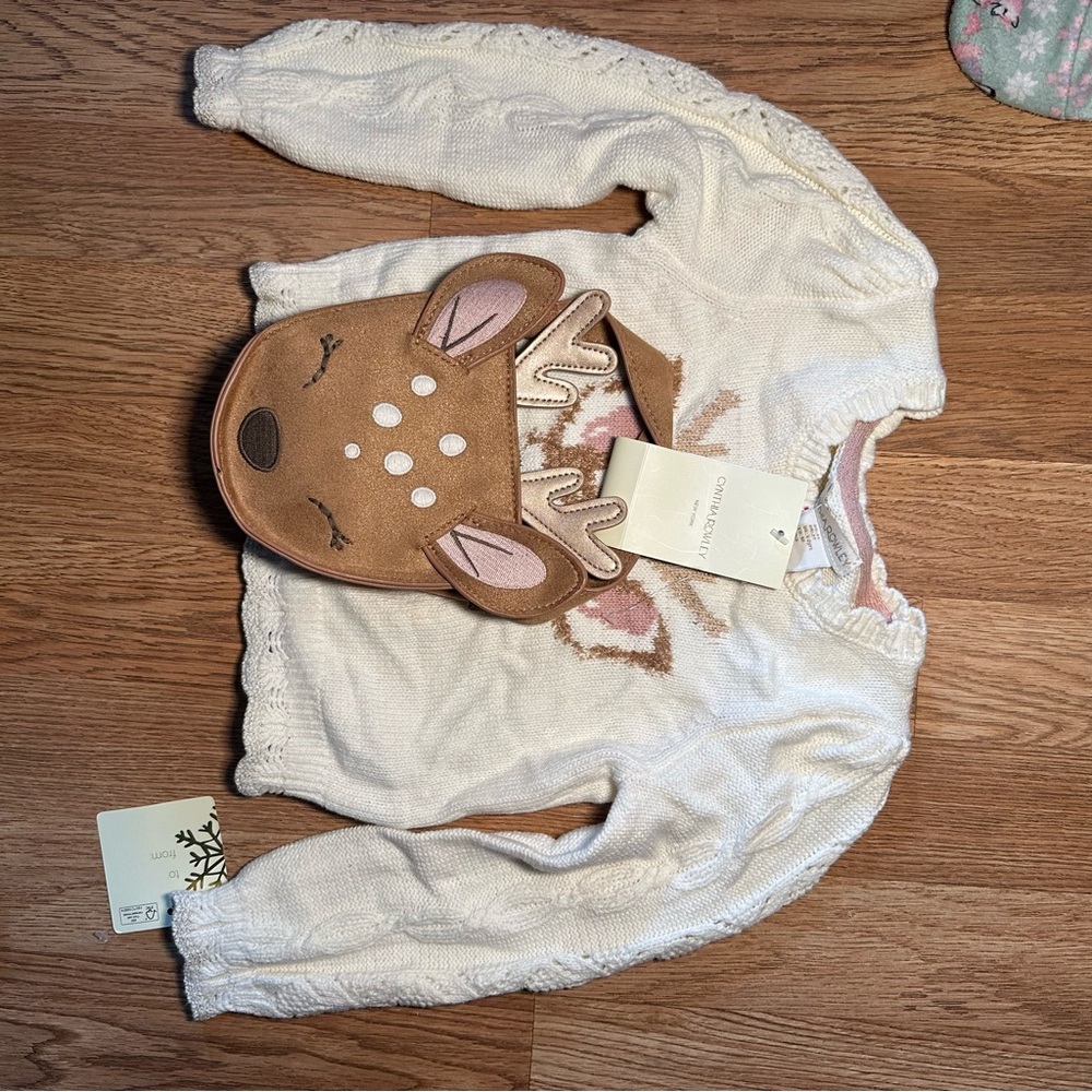 NWT Cynthia rowley White Sweater with Deer Design